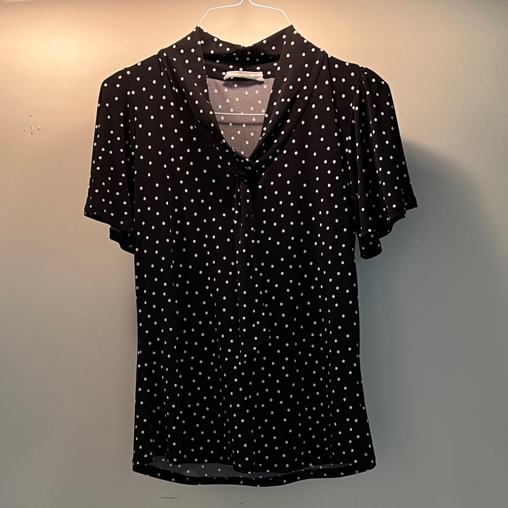 Elegant Black & White Polka Dot Blouse